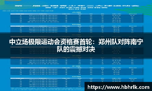 中立场极限运动会资格赛首轮：郑州队对阵南宁队的震撼对决